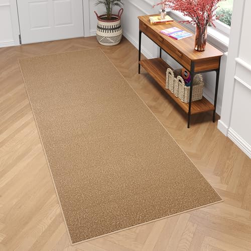 TAPISO Mono Tappeto Passatoia Runner Pelo Corto Morbido Design Moderno Monocromatico Unicolore Tinta Unita Tonalità Beige Corridoio Ingresso Salotto Sala Cucina Oeko-Tex 70 x 170 cm