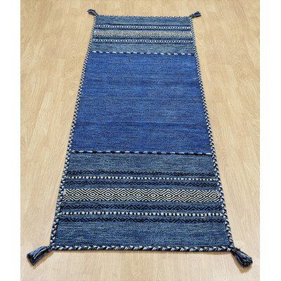 Rugs Direct Tappeto, Cotone, Blu, 67 cm x 220 cm