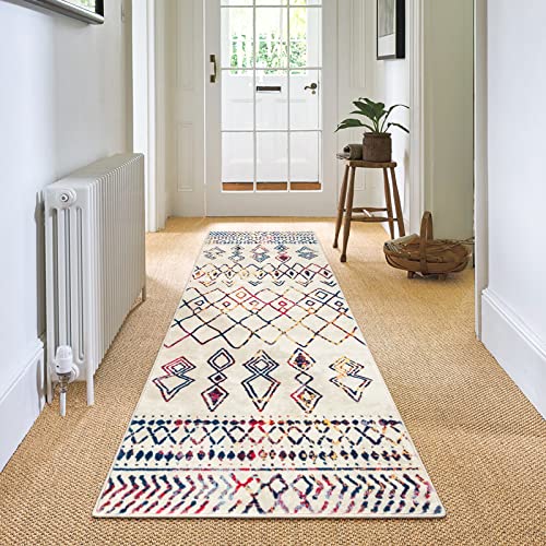 Carvapet Tappeti Runner Passatoia 60x240cm Antiscivolo Corridore Tappeto Lungo Tappeti di Zona Lavabile Morbido Microfibra Geometrico Tappeto Cucina(Multicolore)