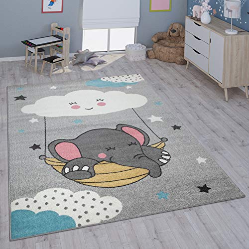 Paco Home Tappeto per Bambini cameretta Bambine Bambini Diversi Motivi e Dimensioni, Dimensione:80x150 cm, Colore:Grigio