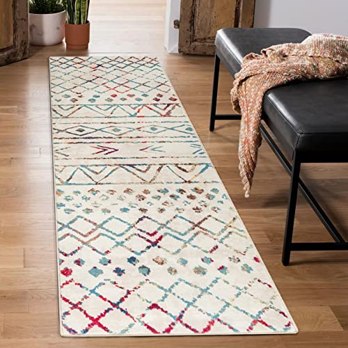 Carvapet Tappeti Runner Passatoia 60x210cm Antiscivolo Corridore Tappeto Lungo Tappeti di Zona Lavabile Morbido Microfibra Geometrico Tribale Tappeto(Multicolore)