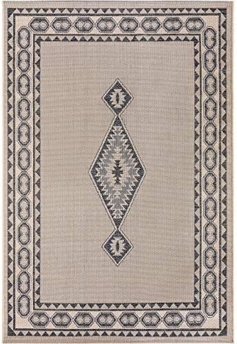 benuta PLUS Tappeto River per interni ed esterni, 133 x 190 cm, colore: Beige/Blu