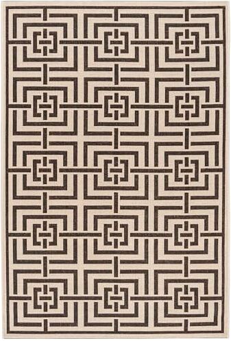 Safavieh Geometrico Tappeto Rettangolare da Interno / Esterno, Intrecciato, Collezione Casa sulla spiaggia, BHS128, in Creme / Marrone, 91 X 152 cm