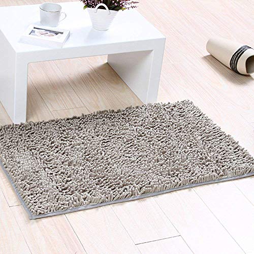 ele ELEOPTION Soft Shag Tappetino da bagno Tappeto Cucina Porta Porta Piedini Tappetino Striscia antiscivolo Zerbino assorbente Tappetini da bagno Doccia Shaggy Carpet 45 x 70 cm, Grigio