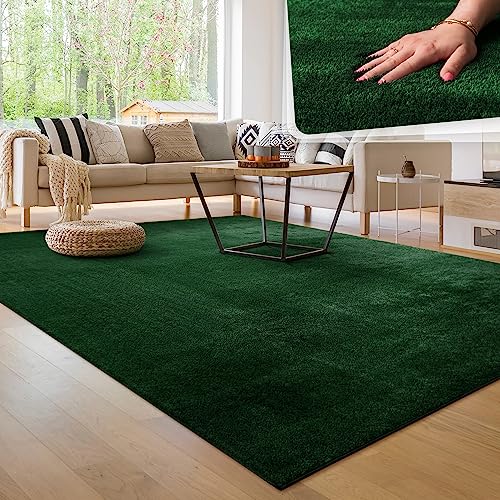 Paco Home Tappeto per soggiorno Unicolore Lavabile Morbido pelo corto morbido, Dimensione:100x200 cm, Colore:Verde