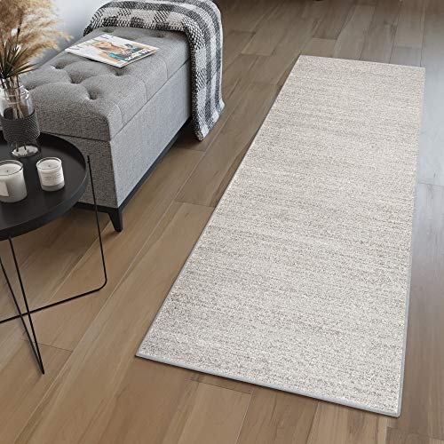 TAPISO Sari Tappeto Corridoio Pelo Corto Runner Passatoia Design Moderno Monocromatico Sfumature Tonalità Grigio Argento Soggiorno Sala Ingresso Ufficio OEKO-TEX 120 x 240 cm