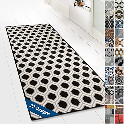 Floordirekt Tappeto passatoia con motivo, realizzato su misura, per cucina, corridoio e soggiorno, ornamento vintage a griglia orientale (80 x 250 cm, bangor)