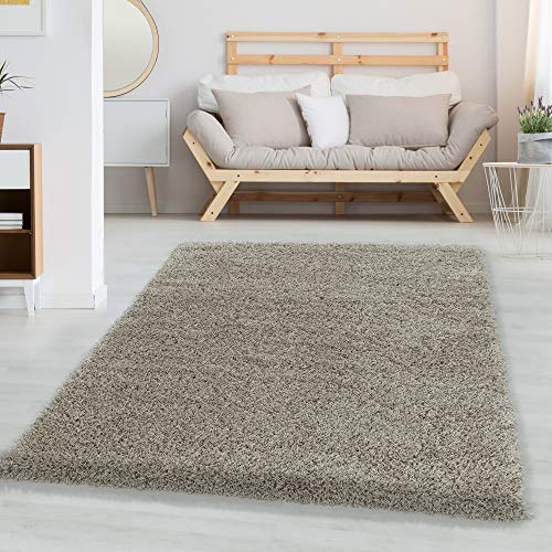 Carpetsale24 Tappeto pelo lungo, colore natura, unicolor-monocroma, 38347, tappeto rettangolare, Tappeto soggiorno, 120 x 170 cm