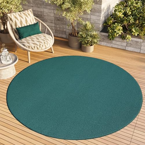 TAPISO Mono Tappeto Rotondo Soggiorno Pelo Corto Design Moderno Monocromatico Tinta Unita Monocolore Blu Verde Tiffany Indoor Outdoor Camera Cucina Salotto OEKO-TEX 240 x 240 cm