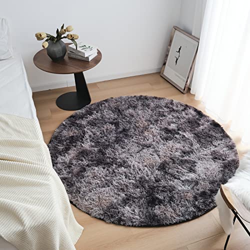 CHOSHOME Tappeto Salotto Moderno 80CM Tappeto Rotondo Tappeto Camera da Letto Antiscivolo Tappeto Tappeti Pelosi Camera da Letto Morbido Antiscivolo Tappeti Soffici in Velluto Grigio Scuro