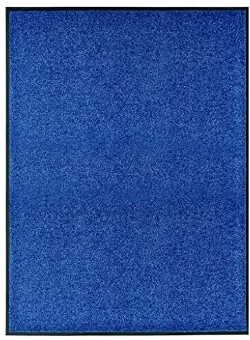 vidaXL Zerbino Lavabile Moquette Tappetino Entrata Esterno Complementi Arredo Tessili Casa Tappeto Stuoino Ingresso Passatoia Blu 90x120 cm