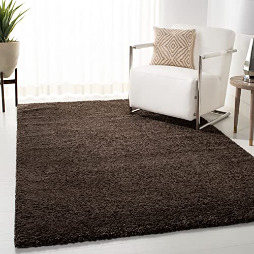 Safavieh Shaggy Tappeto Rettangolare da Interno, Intrecciato, Collezione Shag Agosto, AUG900, in Marrone, 122 X 183 cm