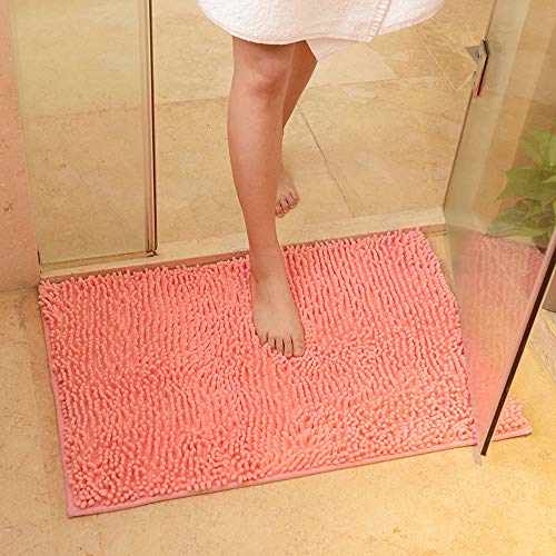 ele ELEOPTION Soft Shag Tappetino da Bagno Tappeto Cucina Porta Piedini Zerbino Striscia Antiscivolo Zerbino Assorbente Tappetini da Bagno Doccia Shaggy Carpet 50 x 80 cm, Rosa Rossa