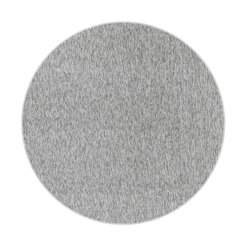 Carpetsale24 Tappeti a pelo corto, colore grigio chiaro, unicolor-monocroma, 111584, tappeto rotondo, Tappeto soggiorno, 120 cm Rotondo
