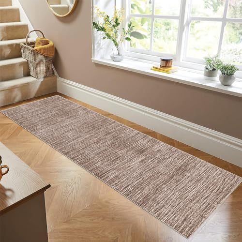 Siunwdiy Tappeto da Cucina Passatoia Antiscivolo,Tappeto Cucina Lavabile Marrone chiaro Tappeto Cucina Stretto e Lungo Tappeto Corridoio Runner Per Casa Cucina,Camera da Letto,Brown a,50x240cm