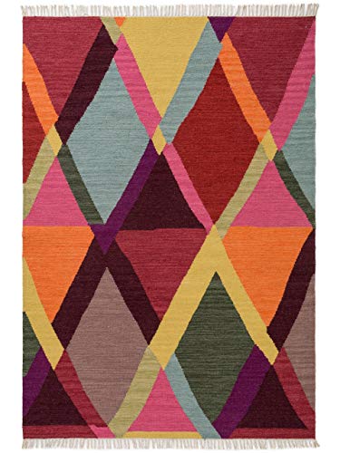 benuta Tappeto in lana Ella Multicolore/Rosso 140 x 200 cm Tappeto in fibra naturale in lana