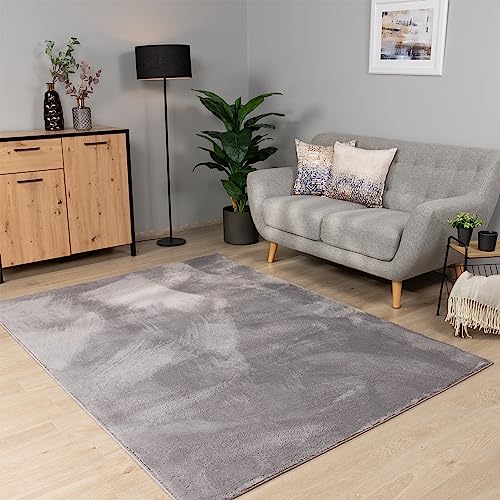 Paco Home Tappeto Salotto Moderno Soggiorno Pelo Corto Lavabile In Lavatrice Monocolore Tappeto Morbido, Dimensione:60x100 cm, Colore:Grigio