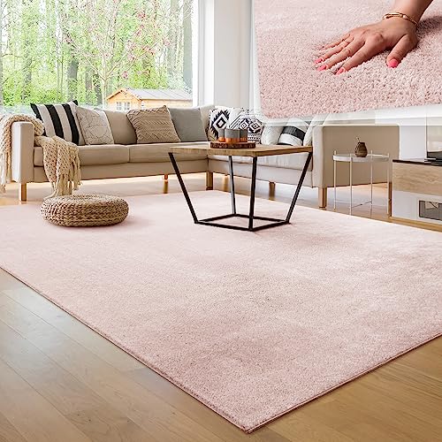 Paco Home Tappeto per soggiorno Unicolore Lavabile Morbido pelo corto morbido, Dimensione:200x280 cm, Colore:Rosa