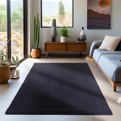 Carpetsale24 Tappeti a pelo corto, colore nero, unicolor-monocroma, 112248, tappeto rettangolare, Tappeto soggiorno, 240 x 340 cm