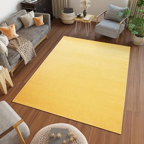 TAPISO Mono Tappeto Salotto Pelo Corto Design Moderno Monocromatico Tinta Unita Monocolore Tonalità Giallo Soggiorno Camera da Letto Sala OEKO-TEX 80 x 150 cm