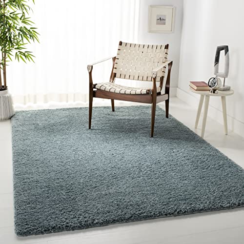 Safavieh Shaggy Tappeto Rettangolare da Interno, Intrecciato, Collezione Shag Agosto, AUG900, in Acqua, 160 X 229 cm