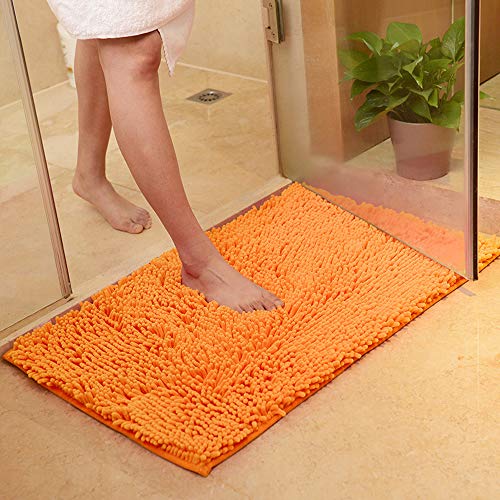 ele ELEOPTION Soft Shag Tappetino da bagno Tappeto Cucina Porta Porta Piedini Tappetino Striscia antiscivolo Zerbino assorbente Tappetini da bagno Doccia Shaggy Carpet 60 x 90 cm, Arancione