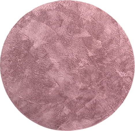 Paco Home Tappeto Rotondo Soggiorno, Morbido Moderno Finta Pelliccia Soffice Pelo Lungo, Dimensione:Ø 200 cm tondo, Colore:Rosa Scuro