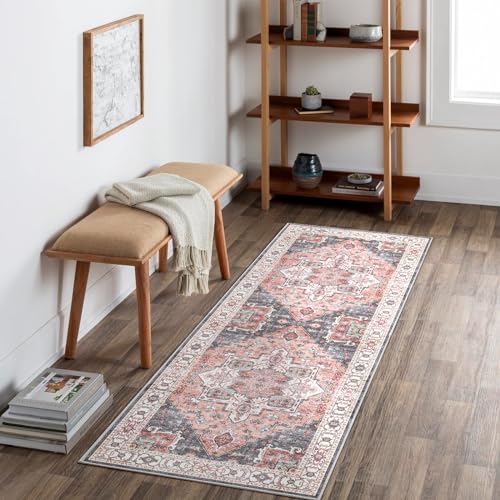 Carvapet Lavabile Tappeto Corridoio 60x180cm Antiscivolo Tappeti Runner Passatoia Lungo Sottile Rosa Tappeti di Zona per Camera da Letto Soggiorno Cucina