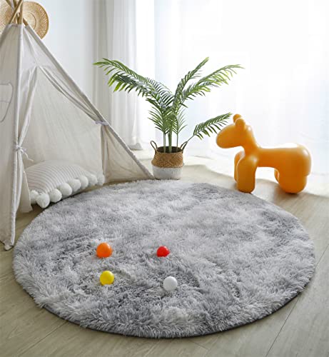 linyingdian Tappeto Peloso Soggiorno-Ampio Soggiorno Moderno Camera da Letto per Bambina Tappeto Rotondo in Pelliccia Tappetino Antiscivolo per Camera da Letto Morbida (Grigio Chiaro, 140x140cm)