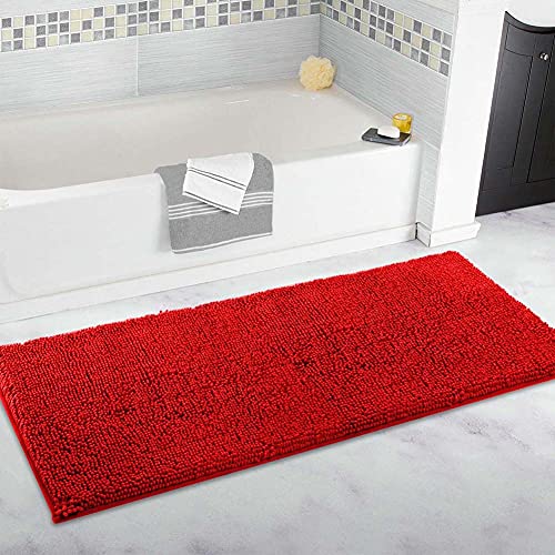 FYUN Tappeto da bagno extra large, tappetino da bagno lungo, ultra morbido in ciniglia, antiscivolo e assorbente, tappetino per bagno, camera da letto, cucina, 80 x 120 cm