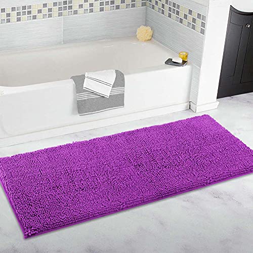 FYUN Tappeto da bagno extra large, tappetino da bagno lungo, ultra morbido in ciniglia, antiscivolo e assorbente, tappetino per bagno, camera da letto, cucina, 80 x 120 cm