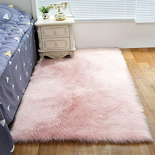 ZFHTAO Tappeto lavabile in lana a pelo di peluche, rettangolare, per soggiorno, tappeto di tutte le dimensioni, colore: Rosa chiaro 40 x 140 cm