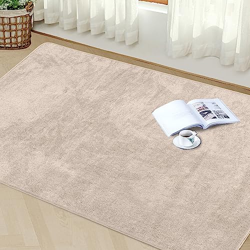 Granbest Premium Fluffy Tappeto simile a pelliccia di pecora per soggiorno, cucina, antiscivolo, lavabile, ultra morbido, spesso, per camera da letto (80 x 150 cm, cammello)