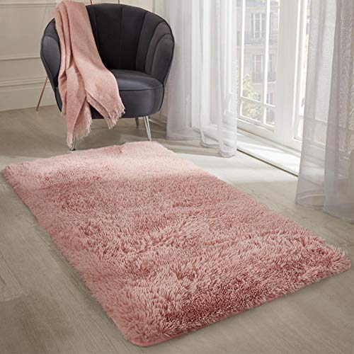 Sienna Tappeto morbido per camera da letto, grande, antiscivolo, super morbido, in finta pelliccia, 160 x 230 cm, colore: Rosa