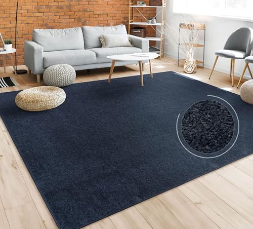 Paco Home Tappeto per Soggiorno Tinta Unita Semplice e Moderno Pelo Corto, DIV. Misure e Colori, Dimensione:80x150 cm, Colore:Navy-Blu