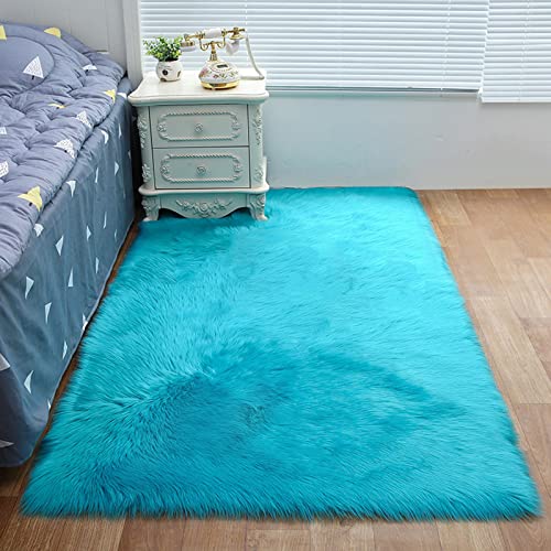 ZFHTAO Tappeto lavabile in lana Shaggy Man, con pelo lungo, stile moderno, a pelo lungo, decorativo, per sedia, divano, sedia o sedia, personalizzabile – blu scuro, 70 x 130 cm