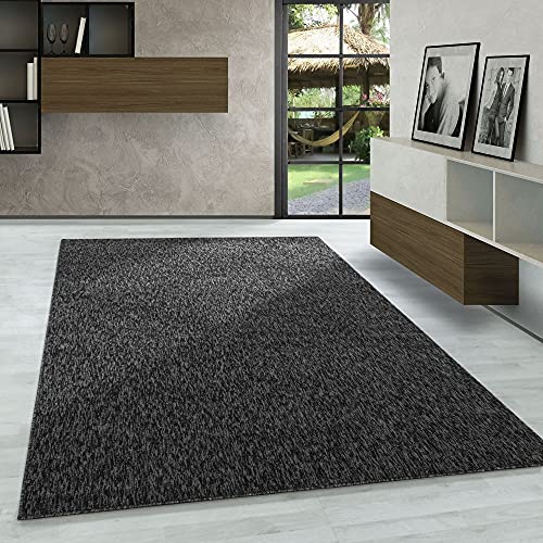 Carpetsale24 Tappeti a pelo corto, colore antracite, unicolor-monocroma, 107398, tappeto rettangolare, Tappeto soggiorno, 120 x 170 cm