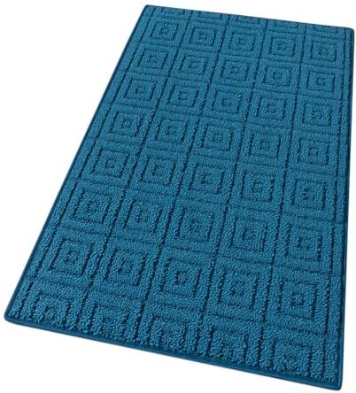 Emmevi Tappeto Cucina 3D Antiscivolo Tinta Unita Elegente Lavabile Morbido Assorbente Mod.EVITA 57X240 BLU