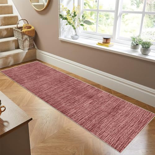 Siunwdiy Tappeto Cucina Tinta unita,Tappeto Passatoia Corridoio Tappeto Cucina Antiscivolo Lavabile Tappeto da Cucina Bordeaux Tappeti cucina Tappeto Runner Personalizzabile al Metro,Red 2,40x300cm