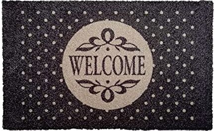 oKu-Tex Zerbino, Tappeto Ingresso casa, Welcome Polkadot, Interno, Antiscivolo, Lavabile, Grigio, Poliammide, 50 x 80 cm