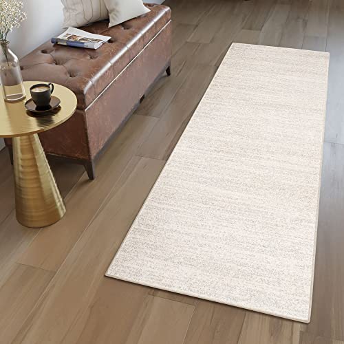 TAPISO Sari Tappeto Corridoio Pelo Corto Runner Passatoia Design Moderno Monocromatico Sfumature Tonalità Crema Soggiorno Sala Ingresso Ufficio OEKO-TEX 80 x 300 cm