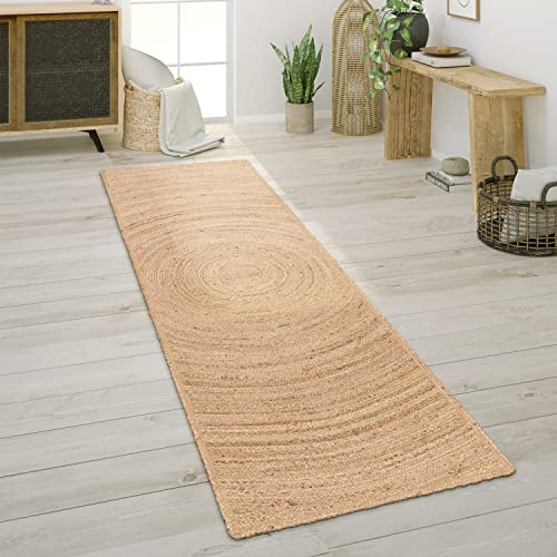 Paco Home Tappeto Salotto Fibra Naturale Fatto A Mano Iuta Mélange Motivo Moderno Stile Boho, Dimensione:60x100 cm, Colore:Natura