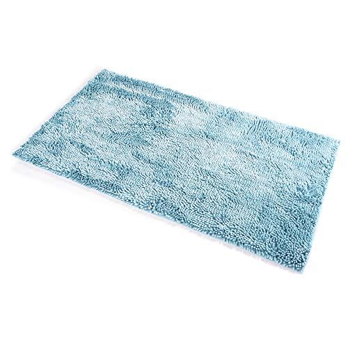 INTRECCI Tappeto Bagno a Pelo Lungo 60x100 cm Blu Marino Fondo Antiscivolo Effetto Seta Lavorazione Shaggy Comfort e Stile Ineguagliabili!