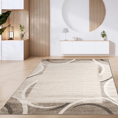 Paco Home Tappeto Salotto Pelo Corto Vintage Motivo Moderno Geometrico Marrone Beige, Dimensione:240x340 cm, Colore:Marrone 6