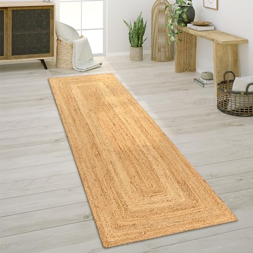 Paco Home Tappeto Salotto Fibra Naturale Fatto A Mano Iuta Mélange Motivo Moderno Stile Boho, Dimensione:80x150 cm, Colore:Natura 6