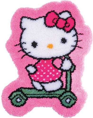 Vervaco Kit Tappeto Modellato a Punto Annodato Hello Kitty, Ecru, ca. 55 x 75 cm