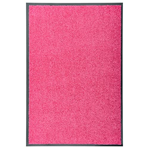 vidaXL Zerbino Lavabile Tappeto Stuoino Ingresso Tappetino Entrata Esterno Complementi Arredo Passatoia Moquette Tessili Casa Rosa 60x90 cm