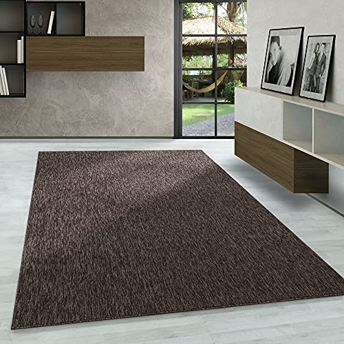 Carpetsale24 Tappeti a pelo corto, colore marrone, unicolor-monocroma, 107419, tappeto rettangolare, Tappeto soggiorno, 200 x 290 cm