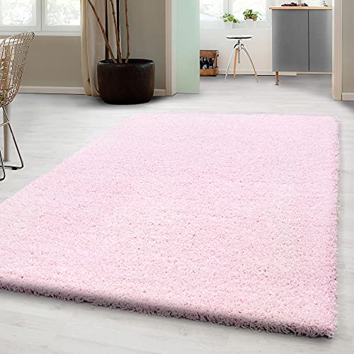 Carpetsale24 Tappeto pelo lungo, colore rosa, unicolor-monocroma, 18016, tappeto rettangolare, Tappeto soggiorno, 200 x 290 cm