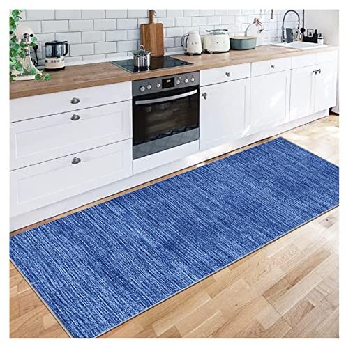 Siunwdiy Tappeto del corridoio 3.4 Metri,Blu Microfibra Tappeti Runner, Moderna Antiscivolo Lavabile Tappeto Passatoia for Corridoio per Bagno Salotto Scendiletto Cucina Camera da Letto,40X340CM